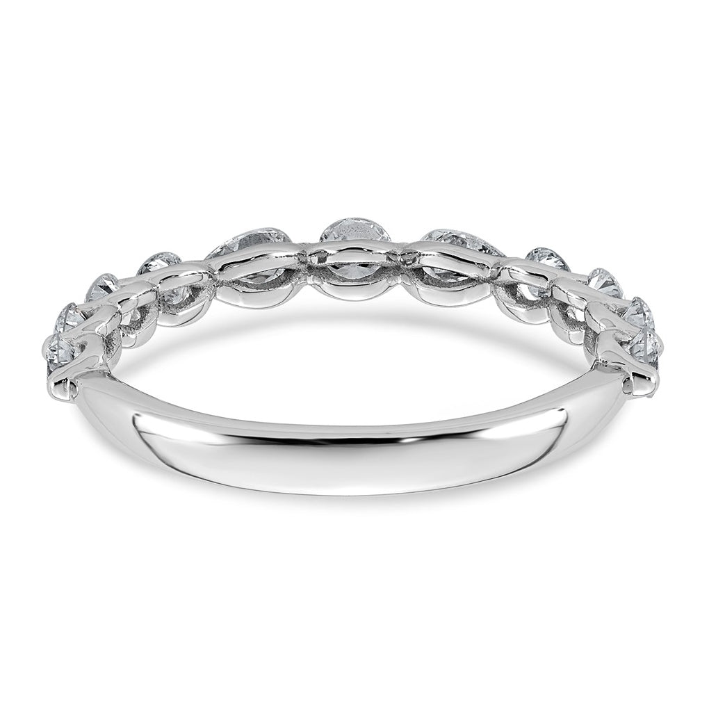 14K White Gold 7/8ct Lab Grown Diamond VS+ F+ Round & Pear Shape Stones Wedding Band