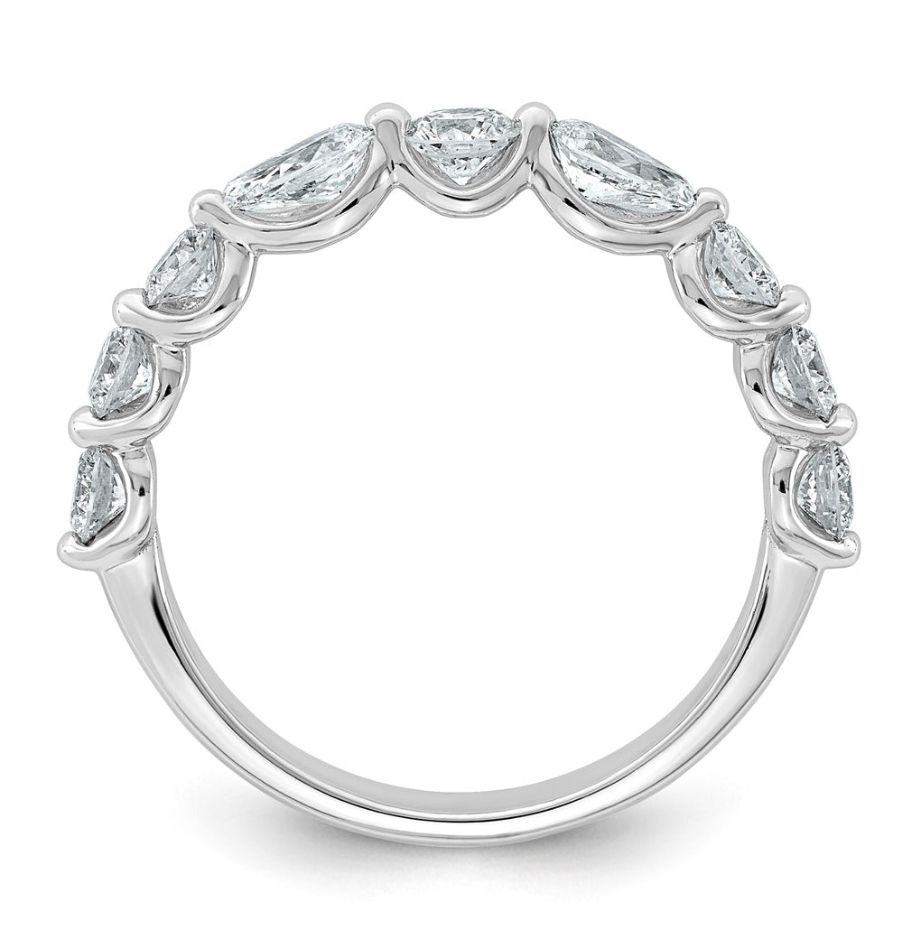 14K White Gold 1 1/4ct Lab Grown Diamond VS+ F+ Round & Pear Shape Stones Wedding Band