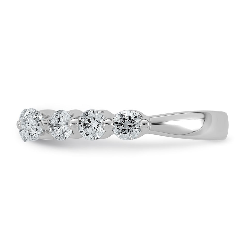 14K White Gold 1 1/4ct Lab Grown Diamond VS+ F+ Round & Pear Shape Stones Wedding Band