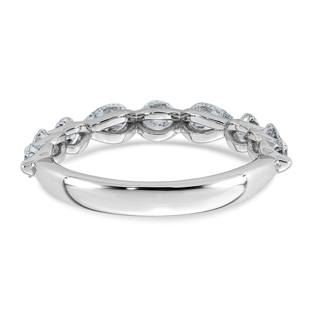 14K White Gold 1 1/4ct Lab Grown Diamond VS+ F+ Round & Pear Shape Stones Wedding Band