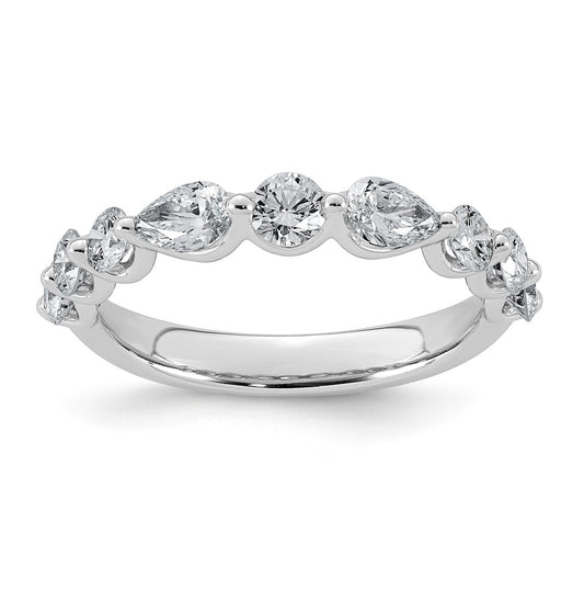 14K White Gold 1 1/4ct Lab Grown Diamond VS+ F+ Round & Pear Shape Stones Wedding Band