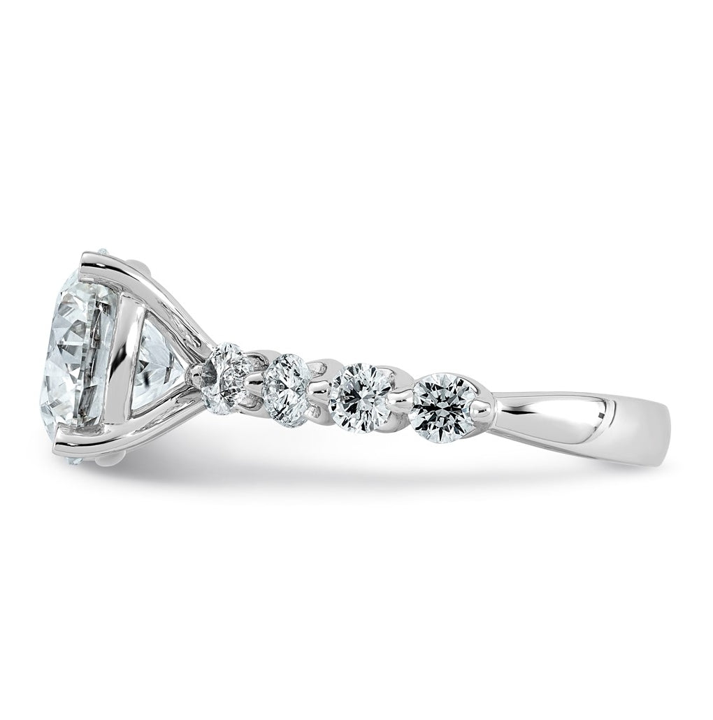 14K White Gold 5 1/8ct Cert. Rd Ctr Lab Grown Diamond VS+ F+ w/ Rd & Pear Sides Comp. Eng