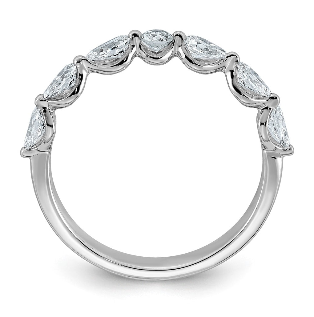14K White Gold 3/4ct Lab Grown Diamond VS+ F+ Pear Shape Stones Wedding Band