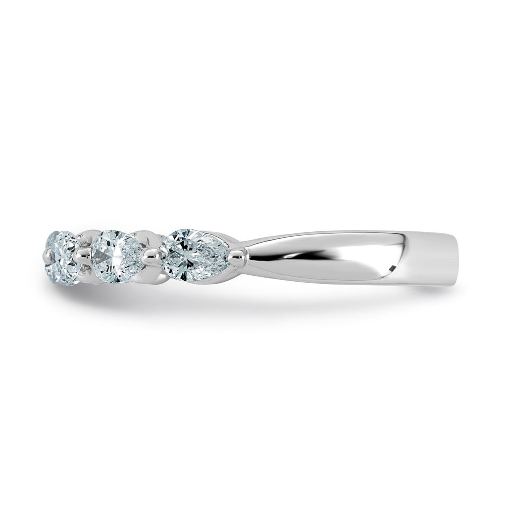 14K White Gold 3/4ct Lab Grown Diamond VS+ F+ Pear Shape Stones Wedding Band