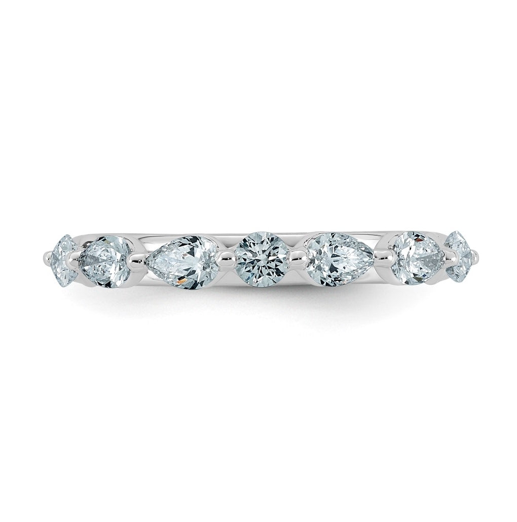 14K White Gold 3/4ct Lab Grown Diamond VS+ F+ Pear Shape Stones Wedding Band