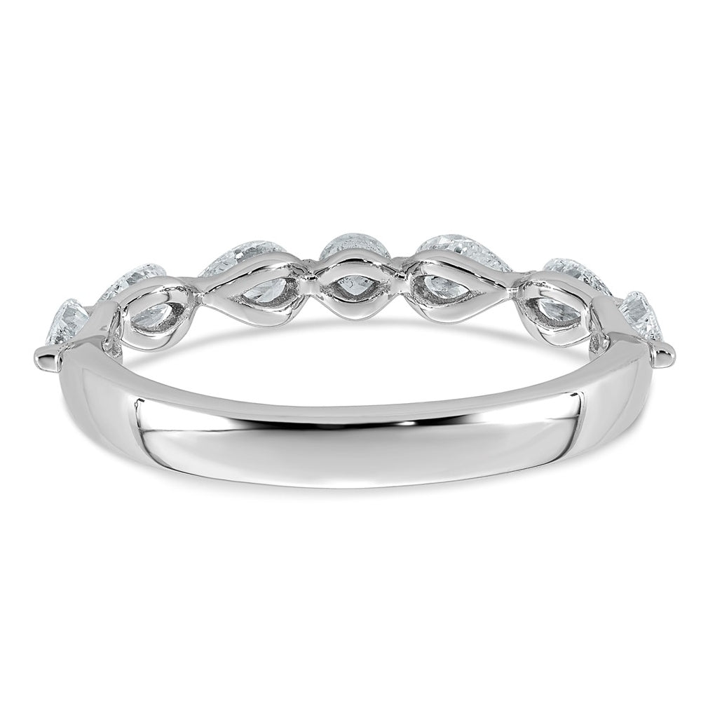 14K White Gold 3/4ct Lab Grown Diamond VS+ F+ Pear Shape Stones Wedding Band