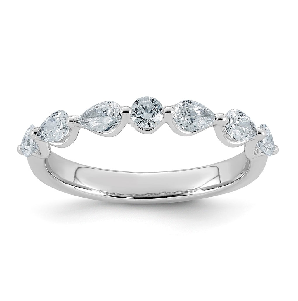 14K White Gold 3/4ct Lab Grown Diamond VS+ F+ Pear Shape Stones Wedding Band