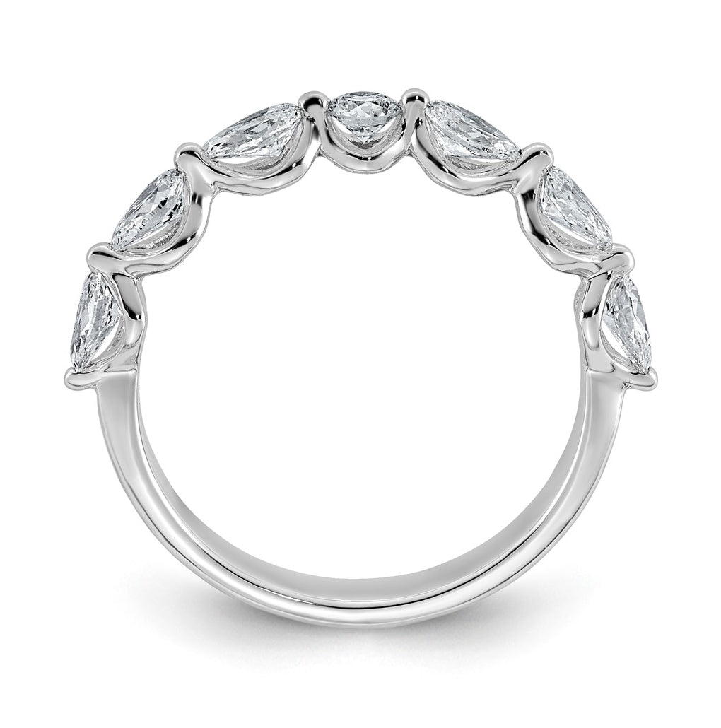 14K White Gold 7/8ct Lab Grown Diamond VS+ F+ Pear Shape Stones Wedding Band