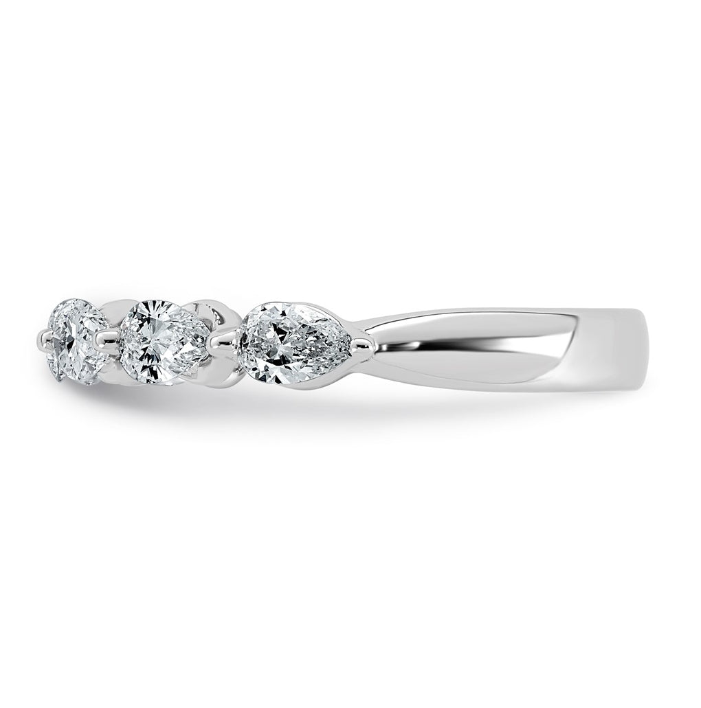 14K White Gold 7/8ct Lab Grown Diamond VS+ F+ Pear Shape Stones Wedding Band