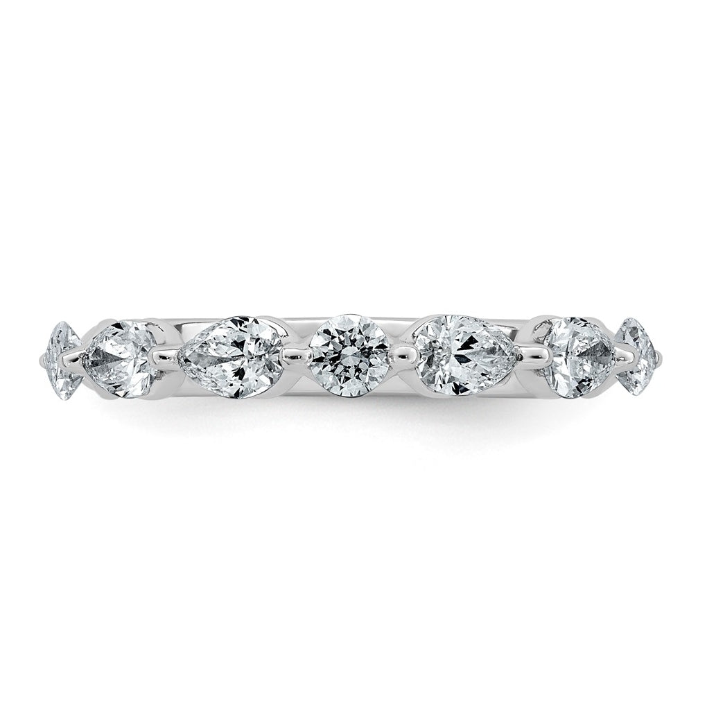 14K White Gold 7/8ct Lab Grown Diamond VS+ F+ Pear Shape Stones Wedding Band