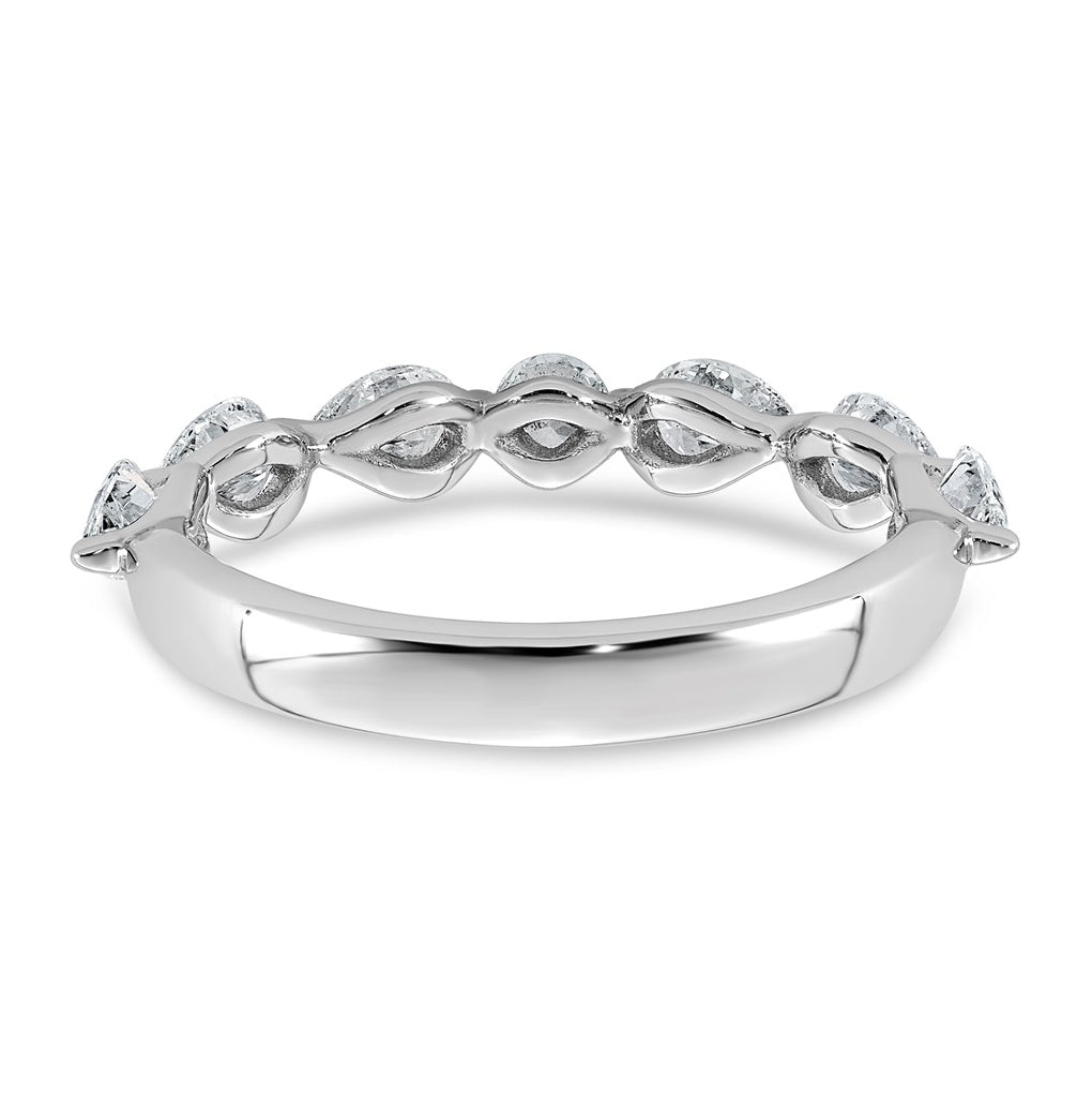 14K White Gold 7/8ct Lab Grown Diamond VS+ F+ Pear Shape Stones Wedding Band