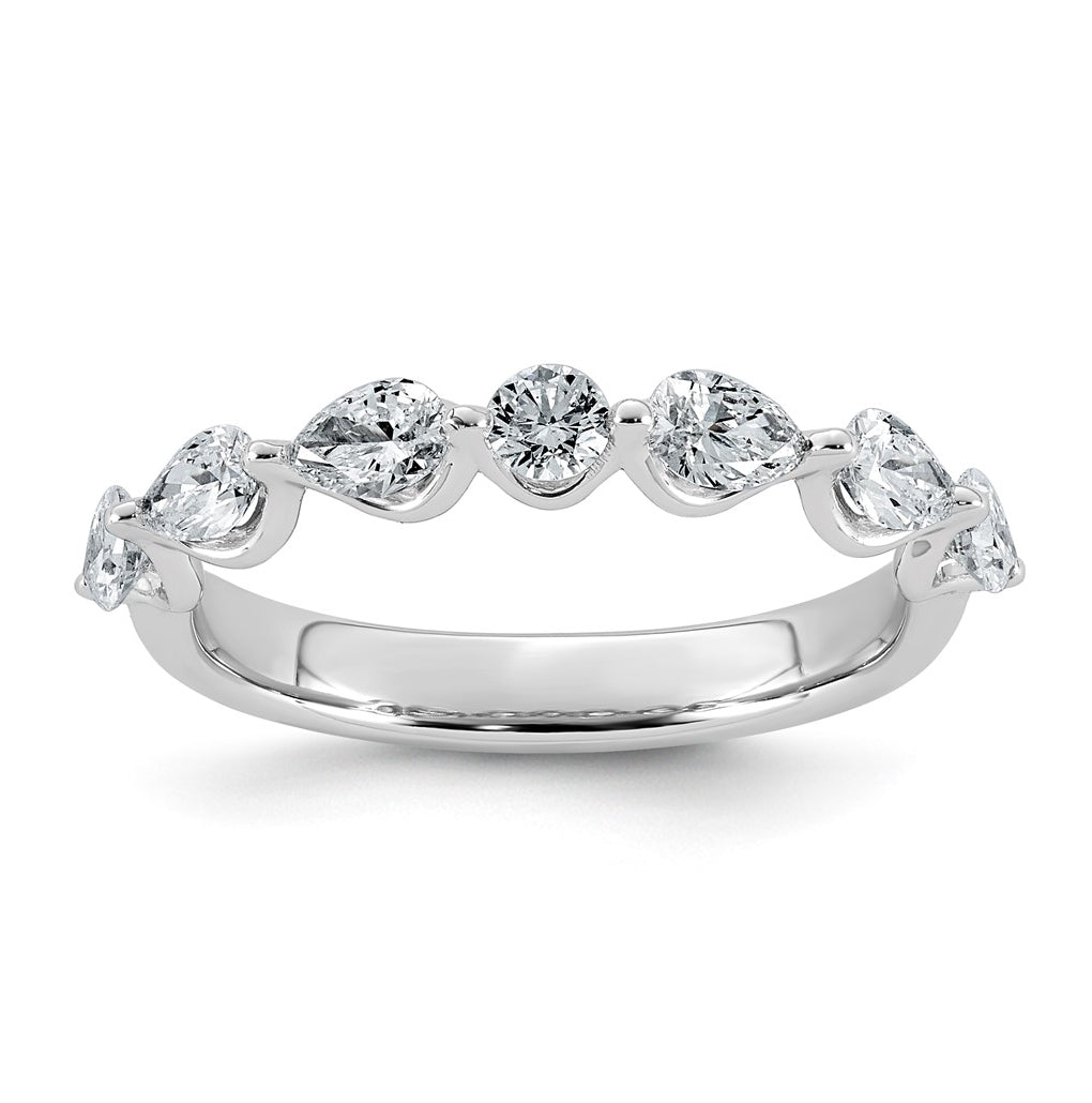 14K White Gold 7/8ct Lab Grown Diamond VS+ F+ Pear Shape Stones Wedding Band