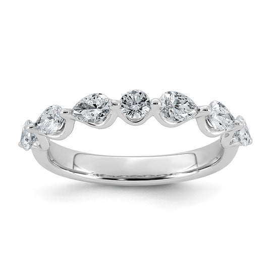 14K White Gold 7/8ct Lab Grown Diamond VS+ F+ Pear Shape Stones Wedding Band