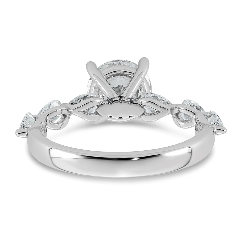 14K White Gold 2 1/5ct Certified Rd Ctr Lab Grown Diamond VS+ F+ w/ Pear Sides Comp. Eng.