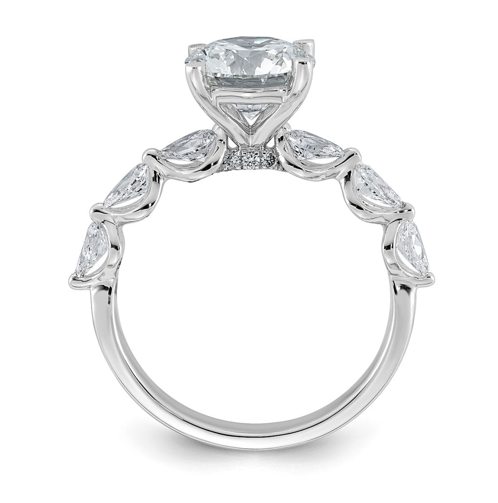 14K White Gold 2 3/4ct Certified Rd Ctr Lab Grown Diamond VS+ F+ w/ Pear Sides Comp. Eng.
