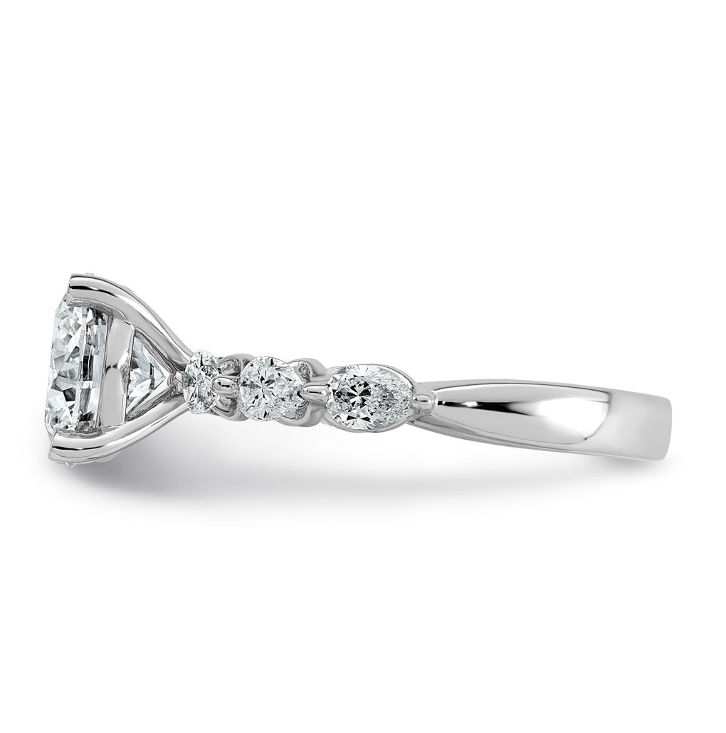 14K White Gold 2 3/4ct Certified Rd Ctr Lab Grown Diamond VS+ F+ w/ Pear Sides Comp. Eng.