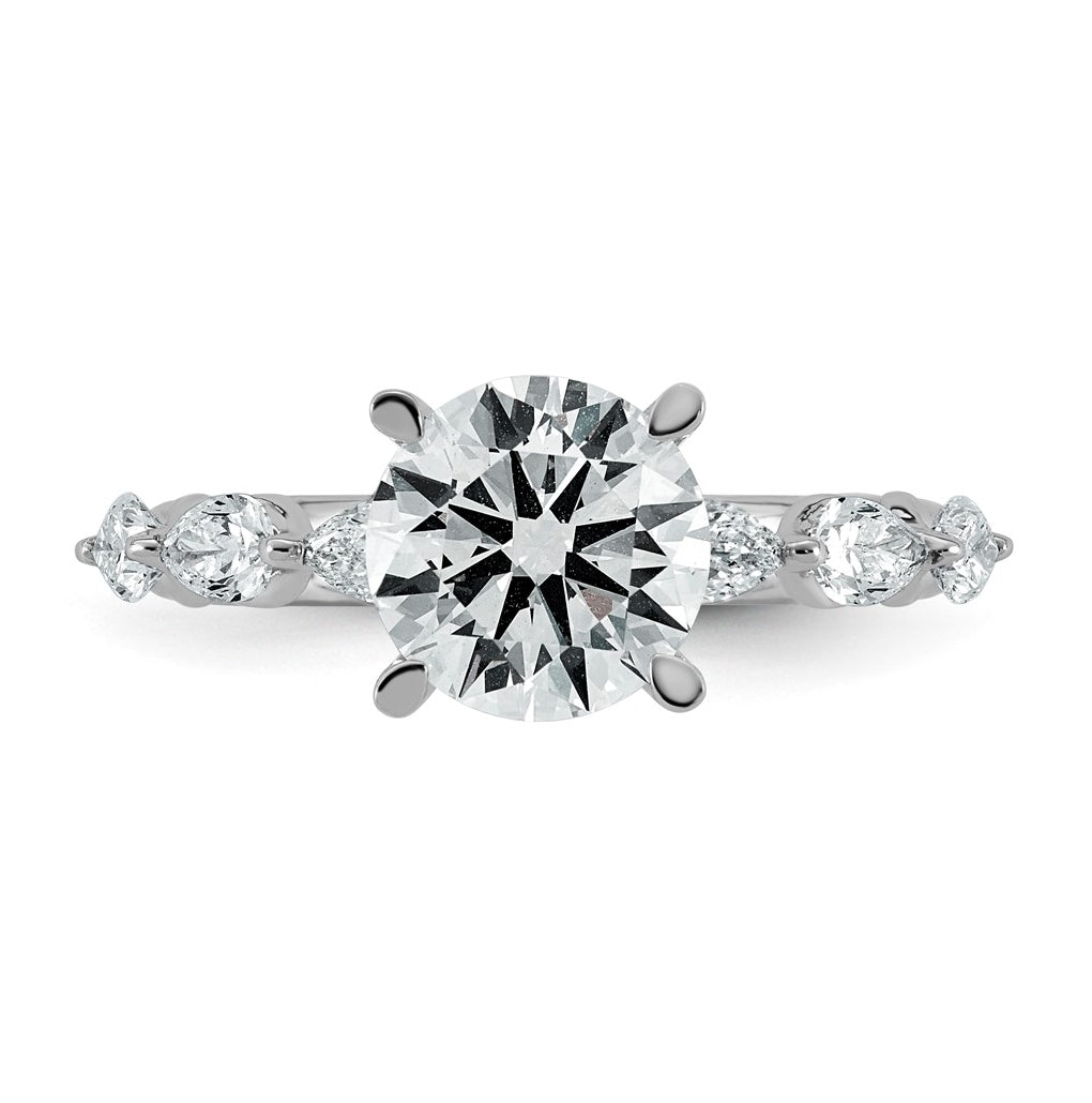 14K White Gold 2 3/4ct Certified Rd Ctr Lab Grown Diamond VS+ F+ w/ Pear Sides Comp. Eng.