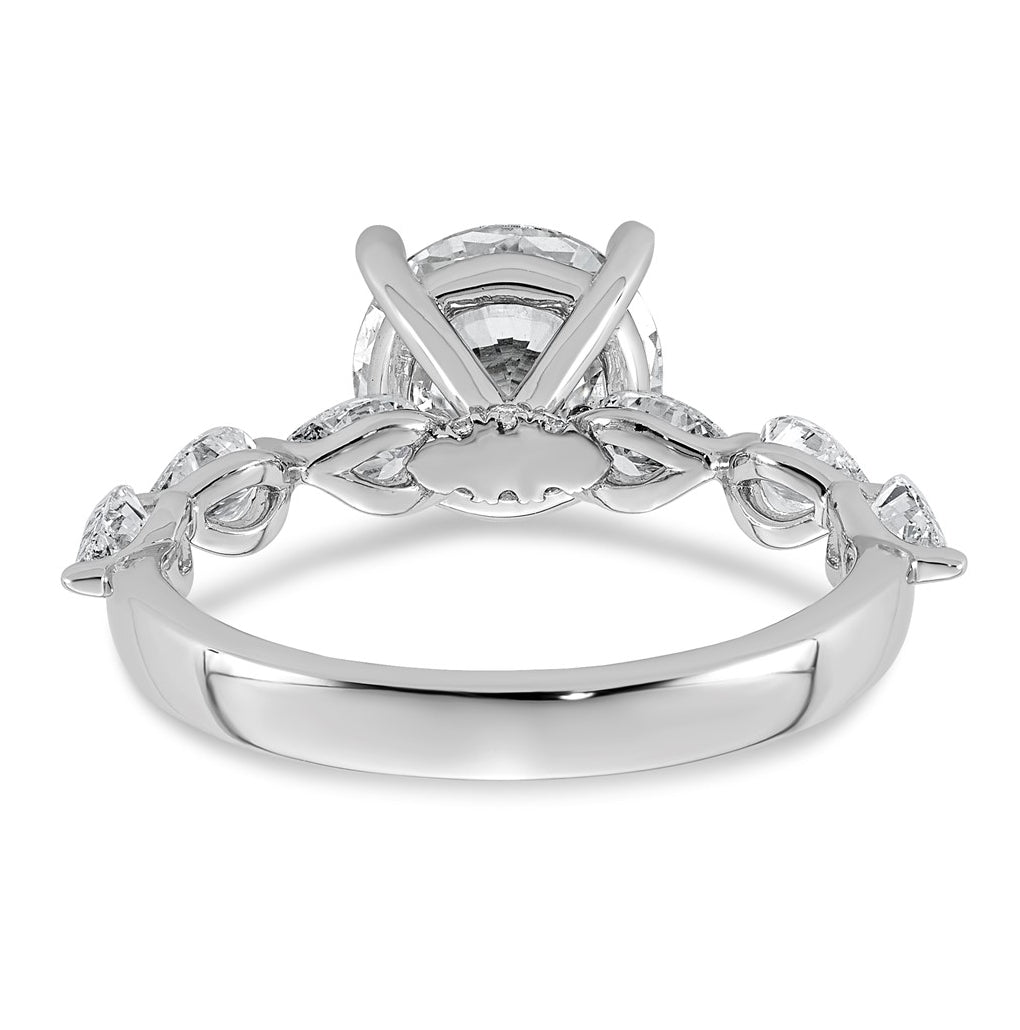 14K White Gold 2 3/4ct Certified Rd Ctr Lab Grown Diamond VS+ F+ w/ Pear Sides Comp. Eng.