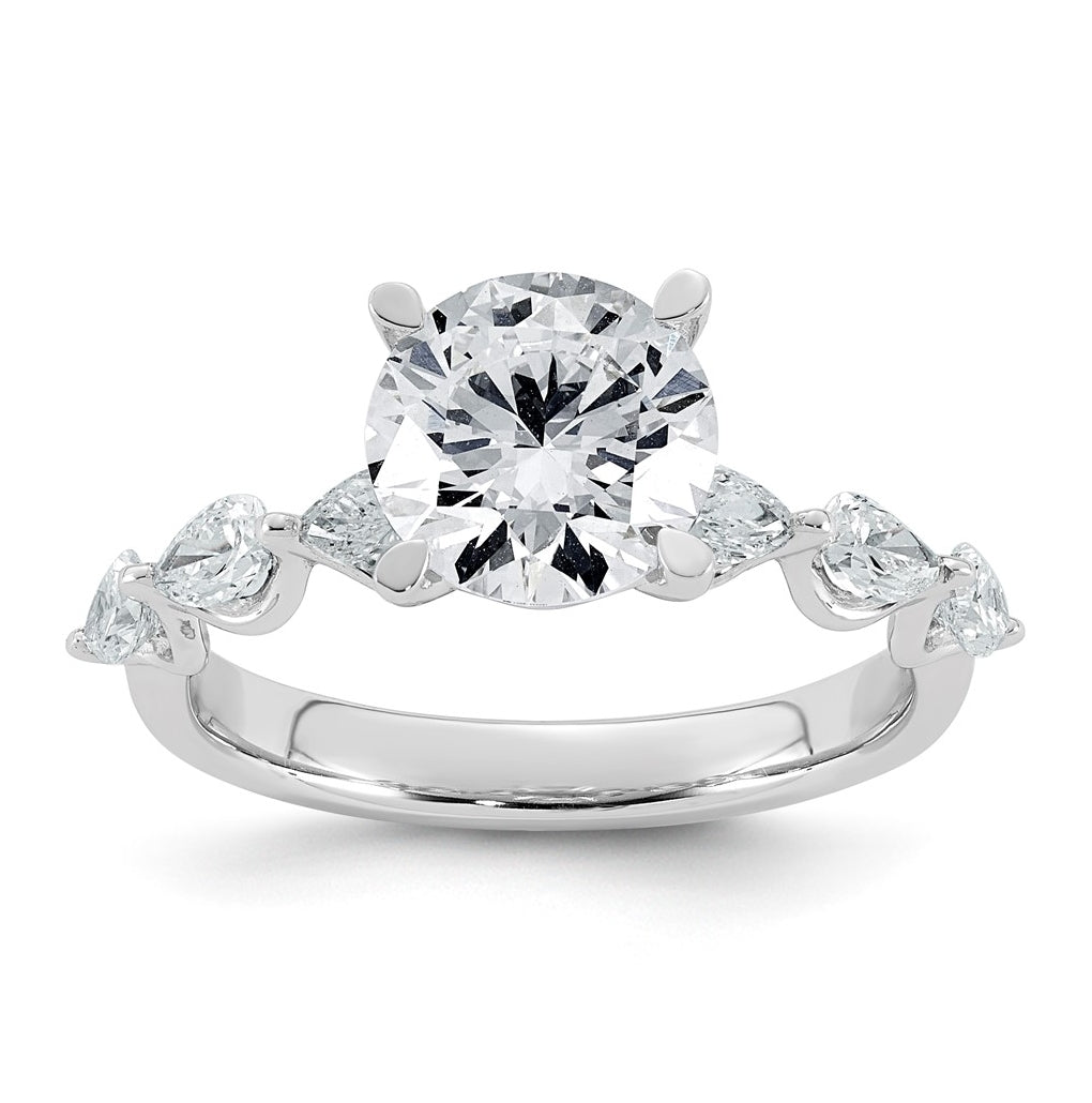 14K White Gold 2 3/4ct Certified Rd Ctr Lab Grown Diamond VS+ F+ w/ Pear Sides Comp. Eng.