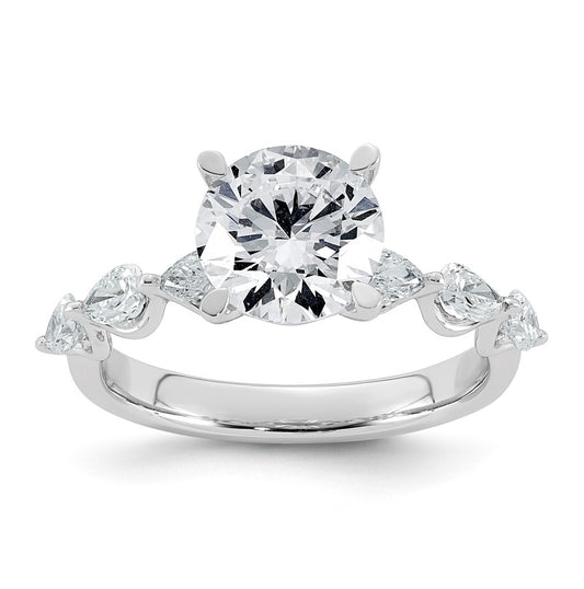 14K White Gold 2 3/4ct Certified Rd Ctr Lab Grown Diamond VS+ F+ w/ Pear Sides Comp. Eng.