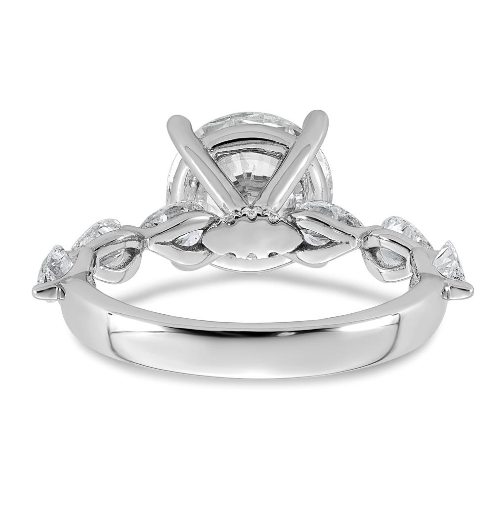 14K White Gold 3 7/8ct Certified Rd Ctr Lab Grown Diamond VS+ F+ w/ Pear Sides Comp. Eng.
