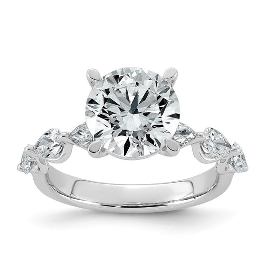 14K White Gold 3 7/8ct Certified Rd Ctr Lab Grown Diamond VS+ F+ w/ Pear Sides Comp. Eng.