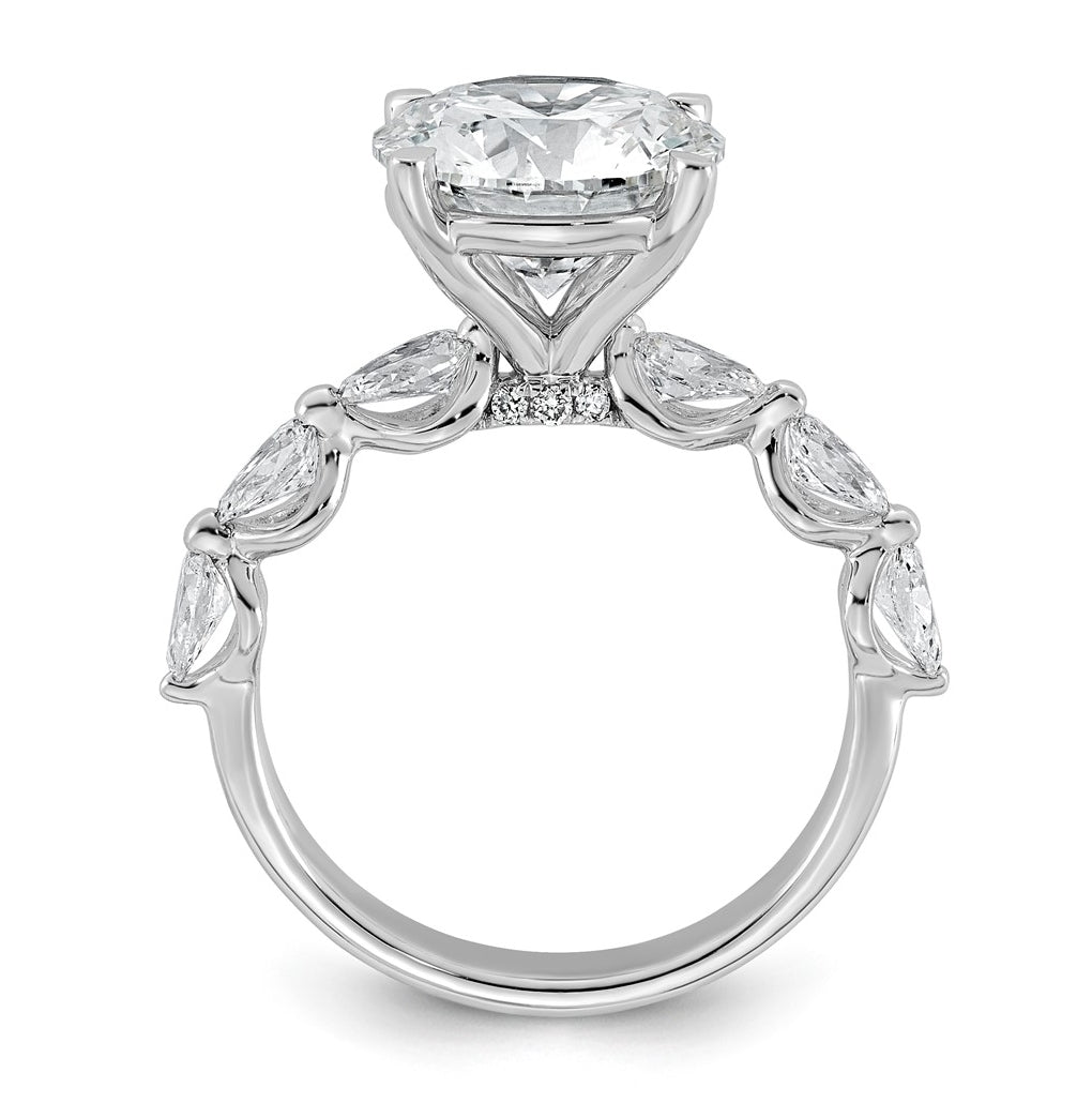 14K White Gold 4 7/8ct Certified Rd Ctr Lab Grown Diamond VS+ F+ w/ Pear Sides Comp. Eng.