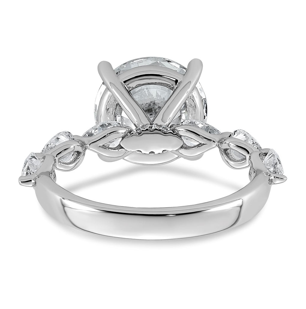 14K White Gold 4 7/8ct Certified Rd Ctr Lab Grown Diamond VS+ F+ w/ Pear Sides Comp. Eng.