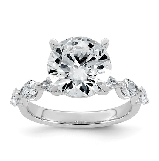 14K White Gold 4 7/8ct Certified Rd Ctr Lab Grown Diamond VS+ F+ w/ Pear Sides Comp. Eng.
