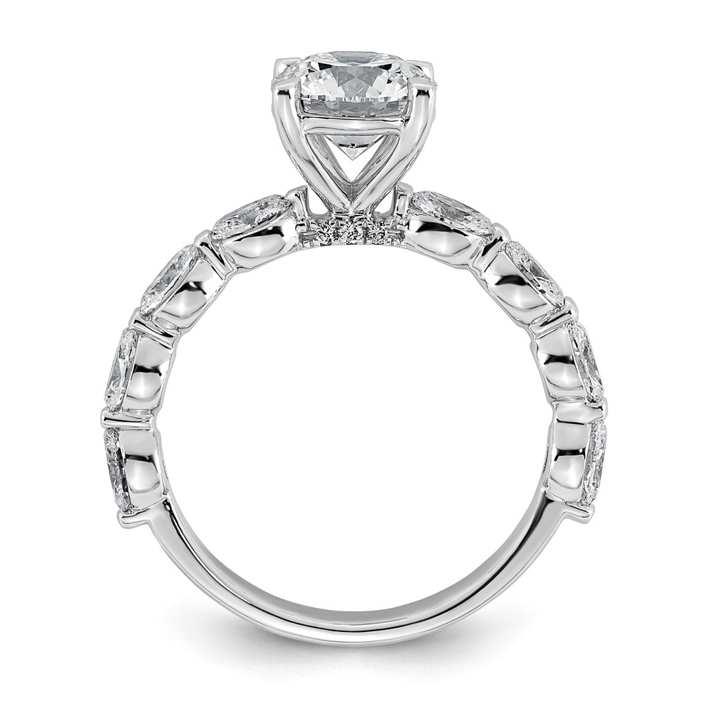 14K White Gold 2 5/8ct Certified Rd Ctr Lab Grown Diamond VS+ F+ w/ Oval Sides Comp. Eng.