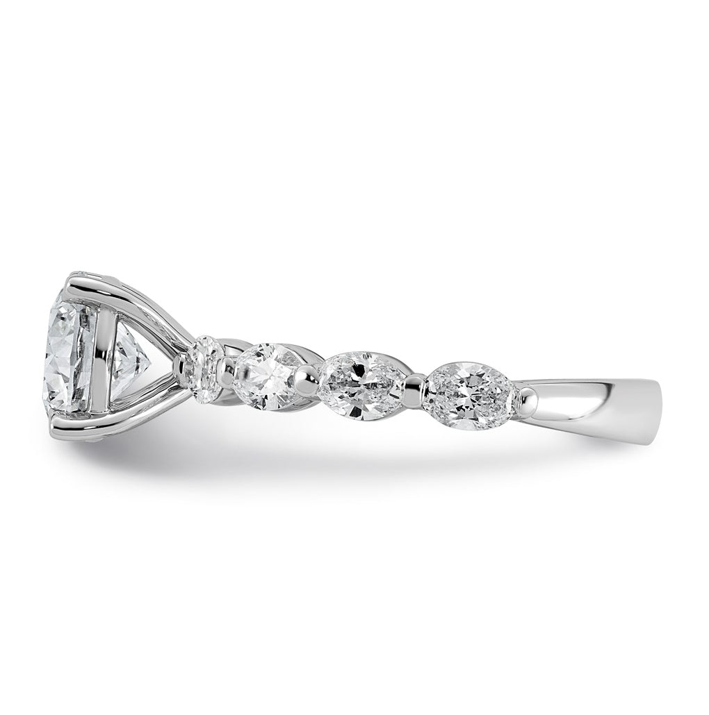 14K White Gold 2 5/8ct Certified Rd Ctr Lab Grown Diamond VS+ F+ w/ Oval Sides Comp. Eng.