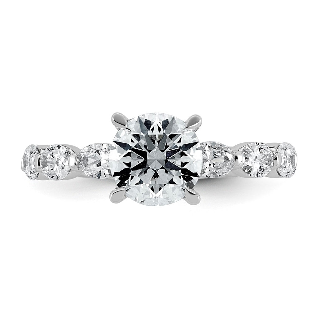 14K White Gold 2 5/8ct Certified Rd Ctr Lab Grown Diamond VS+ F+ w/ Oval Sides Comp. Eng.