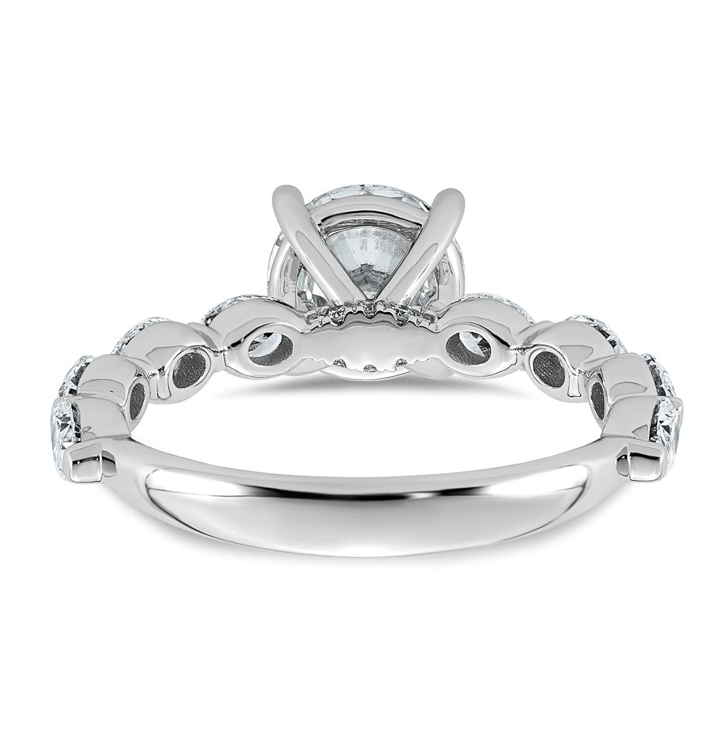 14K White Gold 2 5/8ct Certified Rd Ctr Lab Grown Diamond VS+ F+ w/ Oval Sides Comp. Eng.