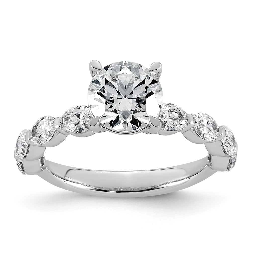 14K White Gold 2 5/8ct Certified Rd Ctr Lab Grown Diamond VS+ F+ w/ Oval Sides Comp. Eng.