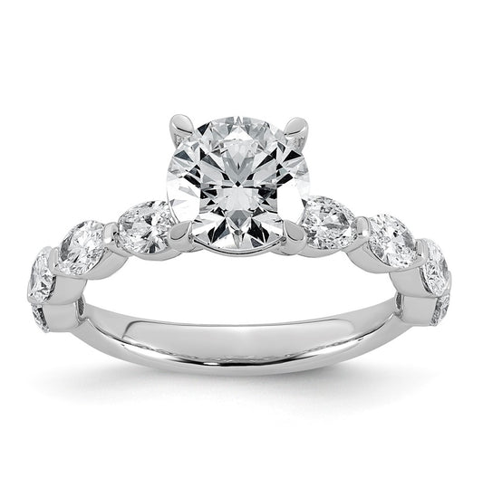 14K White Gold 2 5/8ct Certified Rd Ctr Lab Grown Diamond VS+ F+ w/ Oval Sides Comp. Eng.