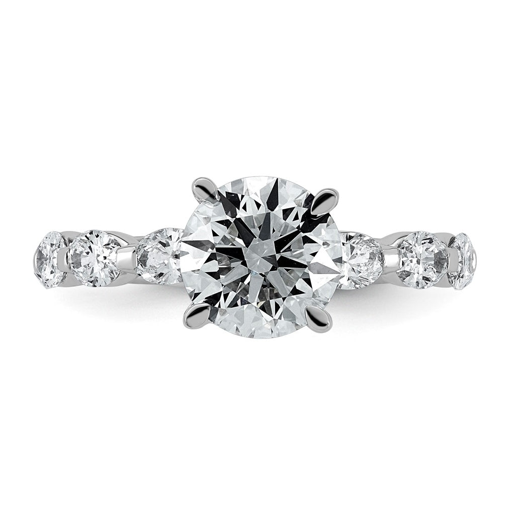 14K White Gold 3ct Certified Rd Ctr Lab Grown Diamond VS+ F+ w/ Oval Sides Comp. Eng. Ring
