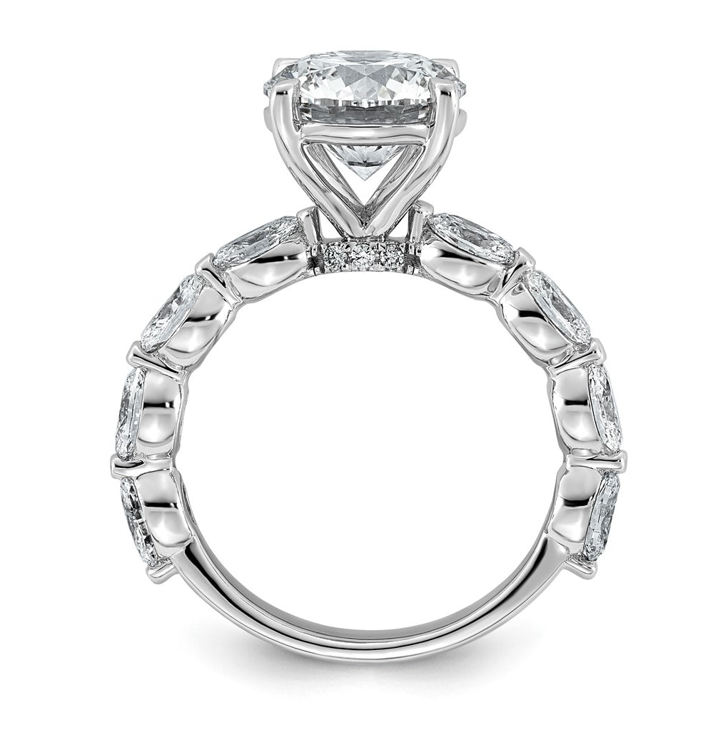 14K White Gold 4 1/2ct Certified Rd Ctr Lab Grown Diamond VS+ F+ w/ Oval Sides Comp. Eng.
