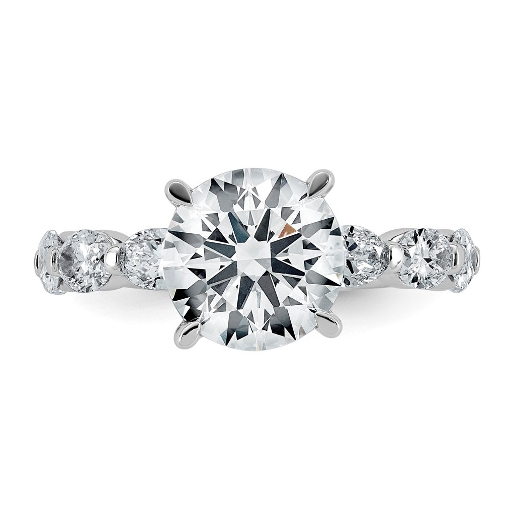 14K White Gold 4 1/2ct Certified Rd Ctr Lab Grown Diamond VS+ F+ w/ Oval Sides Comp. Eng.
