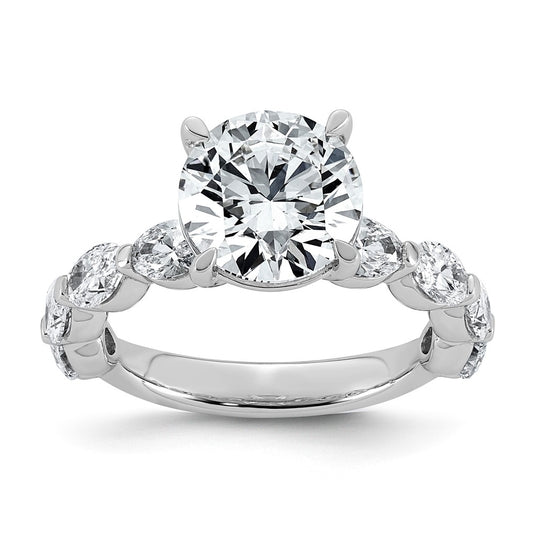 14K White Gold 4 1/2ct Certified Rd Ctr Lab Grown Diamond VS+ F+ w/ Oval Sides Comp. Eng.