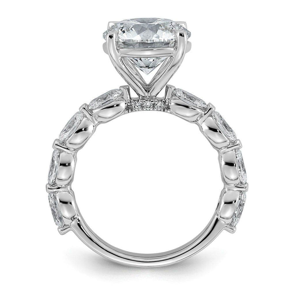 14K White Gold 5 1/2ct Certified Rd Ctr Lab Grown Diamond VS+ F+ w/ Oval Sides Comp. Eng.