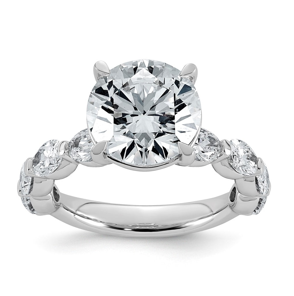 14K White Gold 5 1/2ct Certified Rd Ctr Lab Grown Diamond VS+ F+ w/ Oval Sides Comp. Eng.