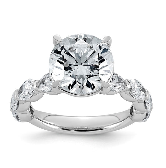 14K White Gold 5 1/2ct Certified Rd Ctr Lab Grown Diamond VS+ F+ w/ Oval Sides Comp. Eng.