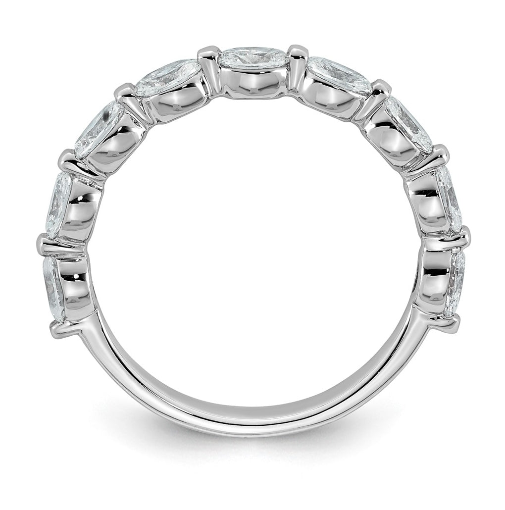 14K White Gold 1 1/5ct Lab Grown Diamond VS+ F+ Oval Shape Stones Wedding Band