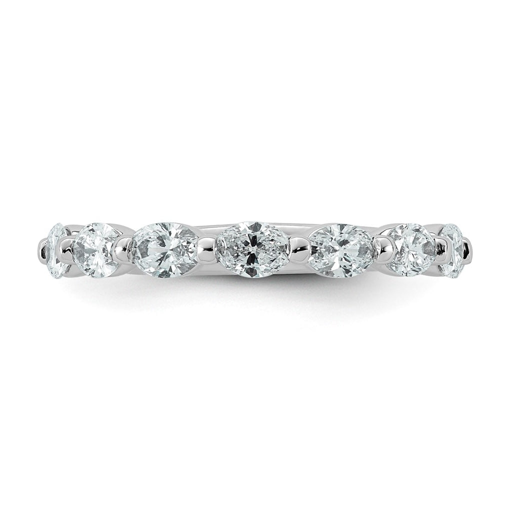 14K White Gold 1 1/5ct Lab Grown Diamond VS+ F+ Oval Shape Stones Wedding Band