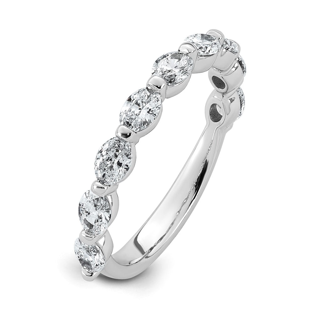 14K White Gold 1 1/5ct Lab Grown Diamond VS+ F+ Oval Shape Stones Wedding Band