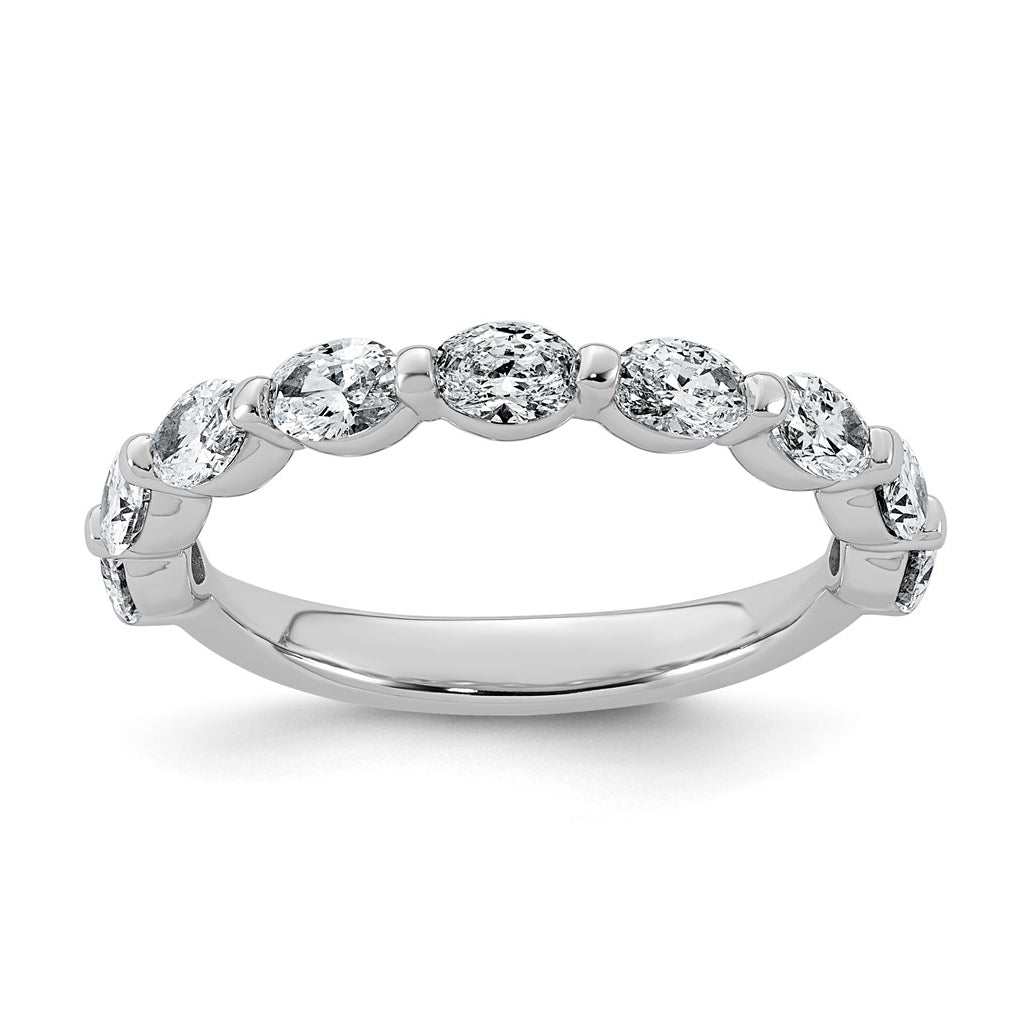 14K White Gold 1 1/5ct Lab Grown Diamond VS+ F+ Oval Shape Stones Wedding Band