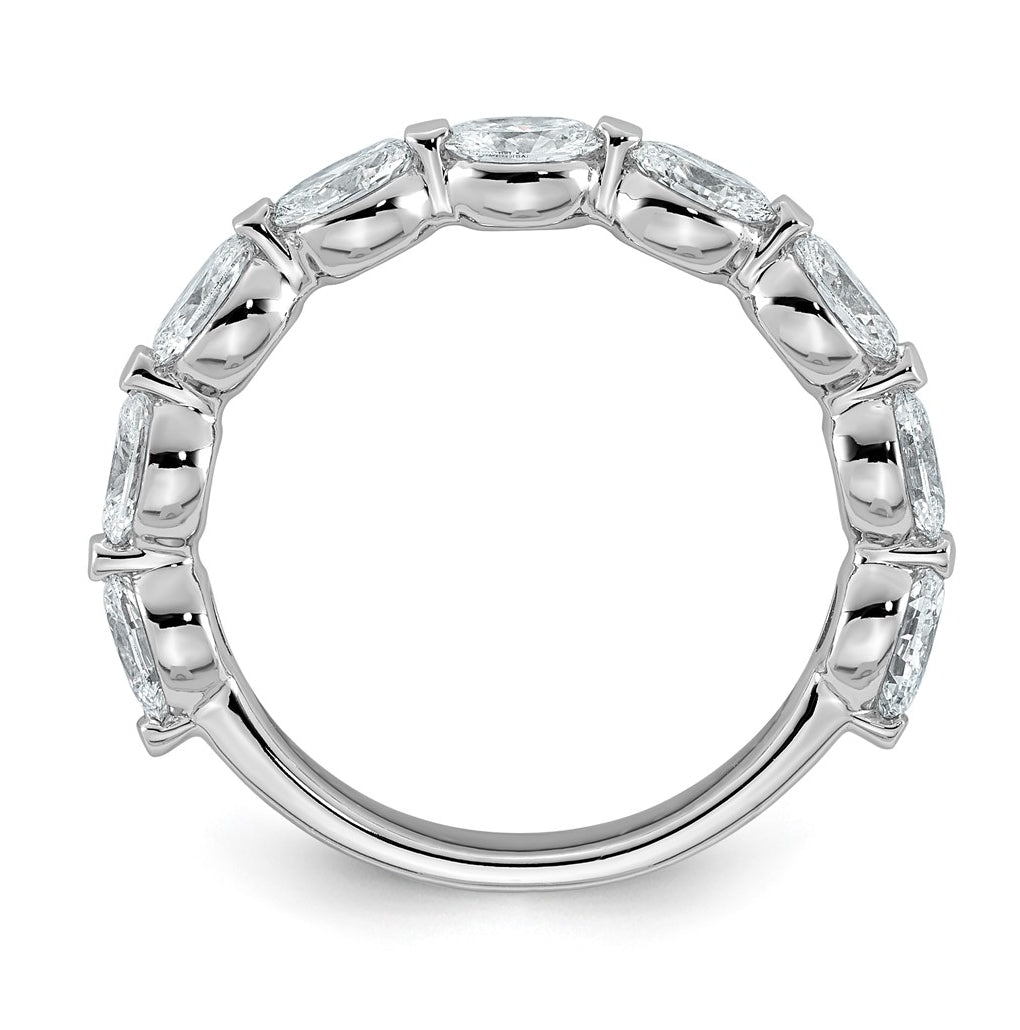 14K White Gold 1 3/4ct Lab Grown Diamond VS+ F+ Oval Shape Stones Wedding Band