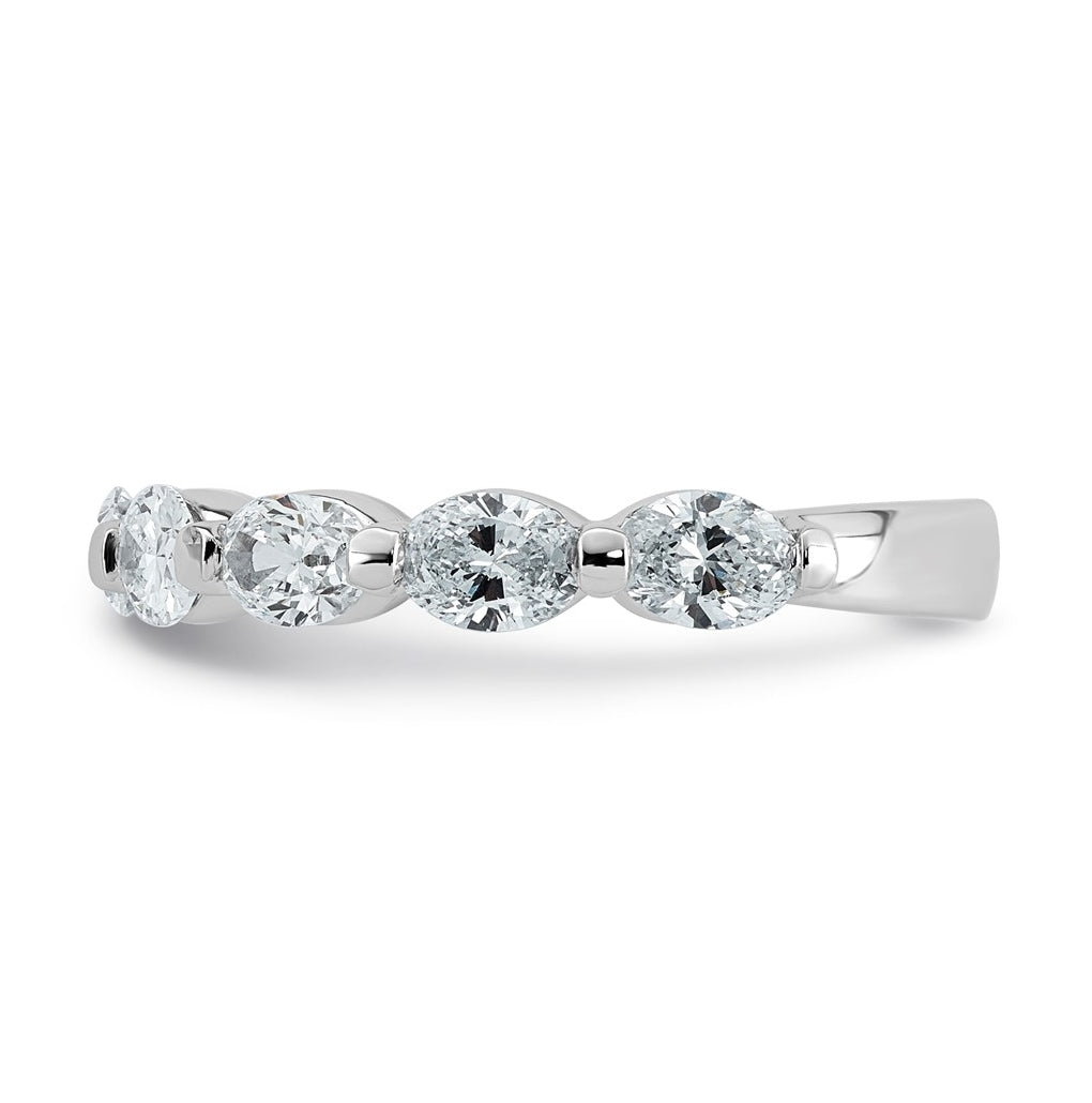 14K White Gold 1 3/4ct Lab Grown Diamond VS+ F+ Oval Shape Stones Wedding Band