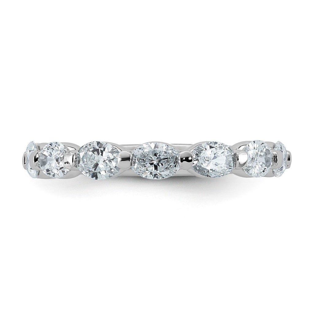 14K White Gold 1 3/4ct Lab Grown Diamond VS+ F+ Oval Shape Stones Wedding Band