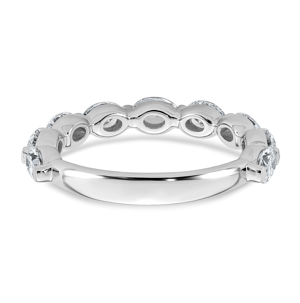14K White Gold 1 3/4ct Lab Grown Diamond VS+ F+ Oval Shape Stones Wedding Band